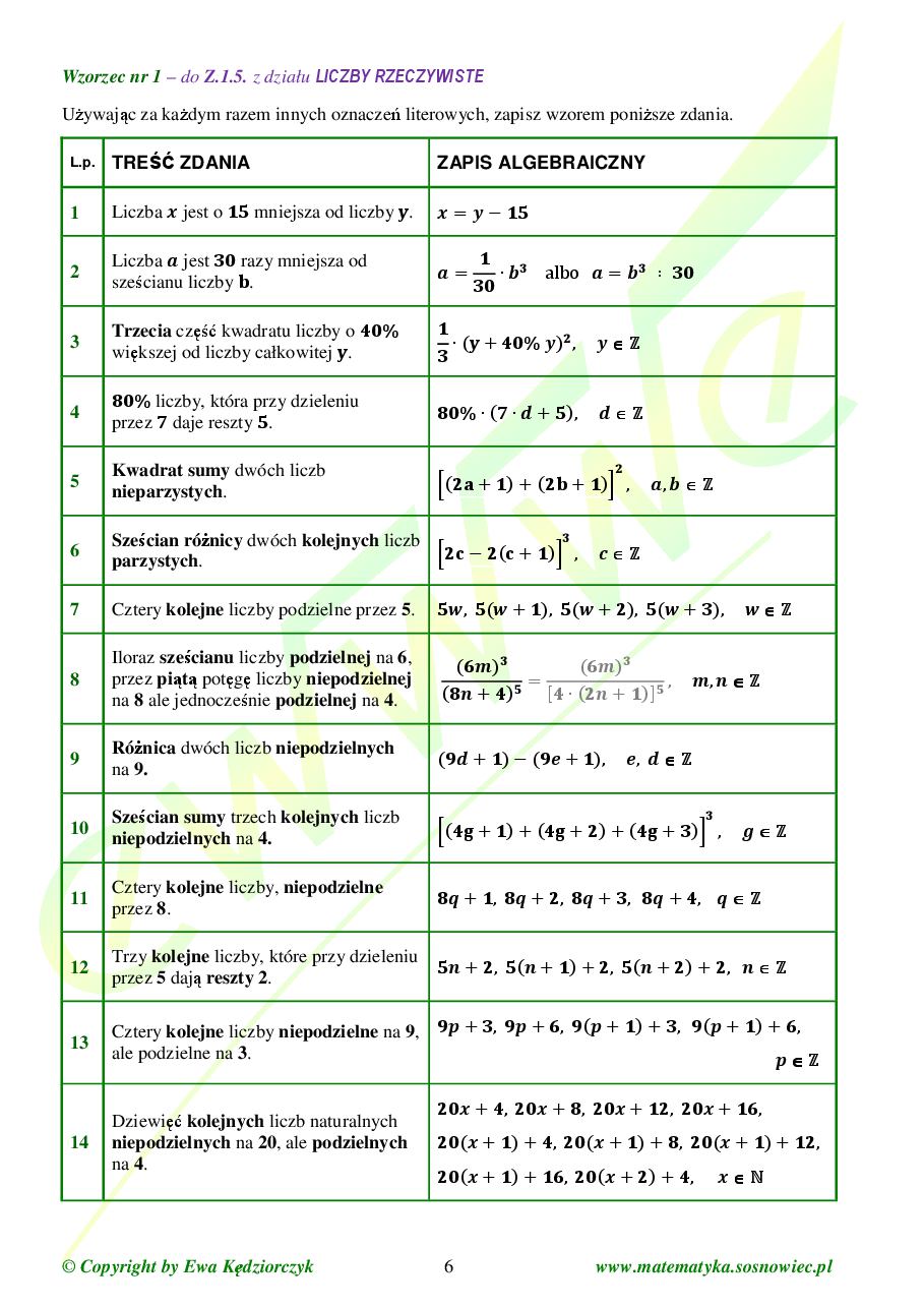 Treści matematyczne - zadania